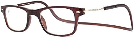 Reading Glasses Magnetic Adjustable with Built in Neck Strap for Men and Women Brown Square (1.50)