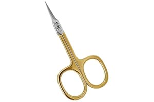 Gifaz Forbici per Pelle in Acciaio al Carbonio Nichelato Gambo Dorato Made in Italy 9 cm Lame Curve per Manicure e Pedicure