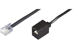 Dadusto 3 Stück Elektro Reduzier-Adapter von dem RJ11(6p4c) Stecker auf RJ45(8p4c) Buchse, Kabel: 4-adrig, flach und schwarz, 0,15 m