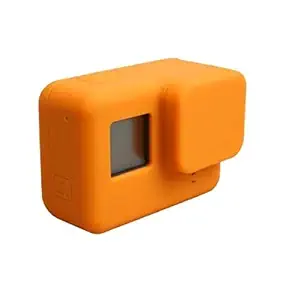 Action Pro Silicone Rubber Case + Lens Protective Cap Cover Compatible with GoPro Hero 7 6 5 Action Camera (Orange)