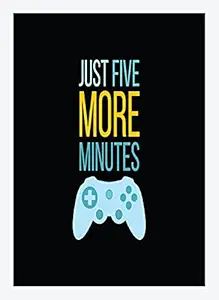 BIRDS MIND Synthetic Wood Wall Hanging Just Five Minutes Game Quotes Photo Framed Poster for Living Room Home D?cor Boys Girls Room Wall Frames L x H 9.5 Inches x 13 Inches