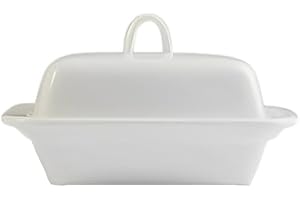 Acense Ceramic Butter Dish Classic White, Multi-Purpose, Microwave, Durable, Stain-Resistant