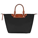 David Jones - Sac à Main Cabas Nylon Femme - Fourre-Tout Sac Shopping Souple Grande Capacité - Shopper Tote Porté Epaule Bandoulière - Elégant Travail Ville Voyage Mode Original Tendance - Noir