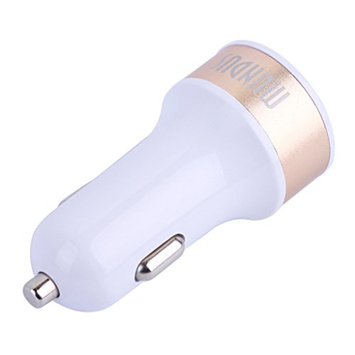 Qisan® Auto-Ladegerät Doppel-USB-Auto-Adapter-2,4A / 12W Built-in Sicherheits-Schutz-Round White Gold - 3