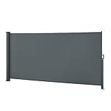 Maße: 160 x 350 cm OSKAR Seitenmarkise Sichtschutz Sonnenschutz Seitenrollo Markise Anthrazit (160x350cm)