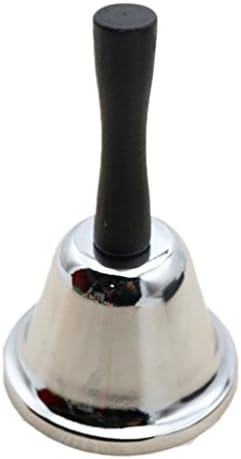 Nacpy Metal Tea Hand Bell Plated Hand Held Loud Call Service Bell Alarm Classic Traditional School Hand Bell Silver