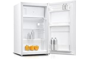 HADEN 82L Under Counter Fridge With Ice Box - Reversible Door, Recessed Handle, White - Metal Backed Flame Retardant - F Energy Rating larder fridge