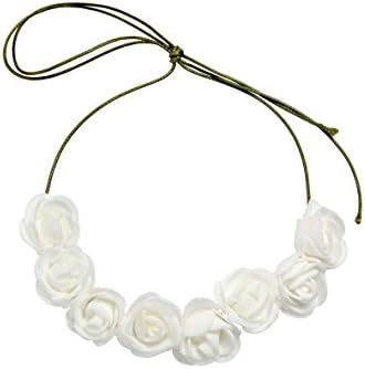 Sempre London "The Royal Designer Piece" High Quality Leather Cord & Cream Fabric Flower Necklace for Girl & Women... For those Royal Looks....