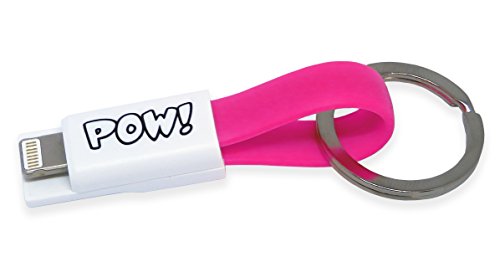 POW! Portachiavi caricatore 2in1 universale compatibile con Apple Lightning Android Micro USB cellulari smartphone (cavo di ricarica per Samsung iPhone Huawei Nokia LG) filo caricabatterie caricatore (Fucsia)