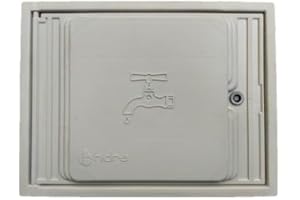 Suinga Puerta para contador agua fabricada en polipropileno gris de alta resistencia. Montada sobre marco para encarcelar en la pared, 35x45cm, gris