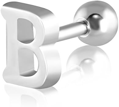 Stainless Steel Alphabet Initial/ Letter B Tragus/ Cartilage Barbell Stud Earring