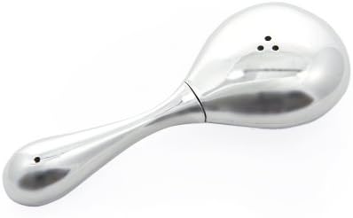 Set of Salt and Pepper Pots / Jars Shakers, Maraca-shaped, Bright Silver colour. Modern unique design. Home Life Style Collection Tableware Serveware