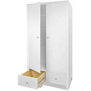 Brooklyn White Double Wardrobe With 2 Drawers Large White Double
