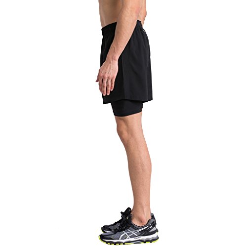 2-FITNESS Herren Laufhose kurz, 2 in 1 hose, 2 Farben, Gr. M bis XXL - 2