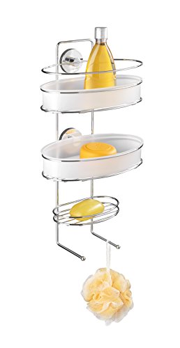 WENKO 20891100 Vacuum-Loc Duschdiener Milazzo – Befestigen ohne bohren, Stahl, 26 x 58 x 18 cm, Chrom - 2