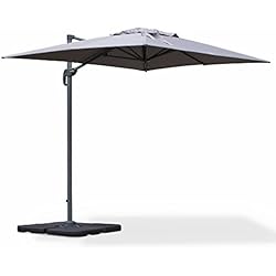 Alice's Garden Parasol déporté rectangulaire 2x3m - Biscarosse - Gris - Parasol excentré inclinable, Rabattable et Rotatif à 360°.