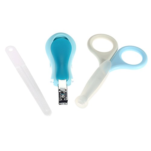 Anself 3pcs Baby Nail Clipper Set Cute Little Child Manicures Set Nail Clipper with Magnifier + Nail File + Round Head Scissors