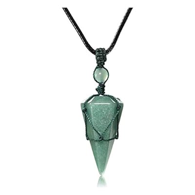 Crystaltears Green Aventurine Healing Crystal Necklace Wire Wrapped Quartz Crystals Stone Point Gemstone Pendant Necklace Natural Reiki Healing Jewelry Crystal Gift For Men Women Christmas