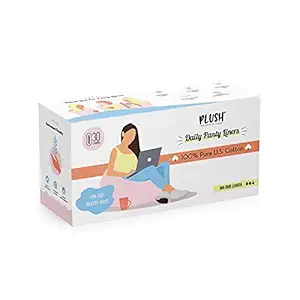 Plush Daily Large Panty Liners for Women ,30 Liners-180mm in Length | 100% Pure US Cotton, Provides All Day Freshness | For Non-Period Days and Spotting | All Vegan & Paraben Free | For All Skin Type