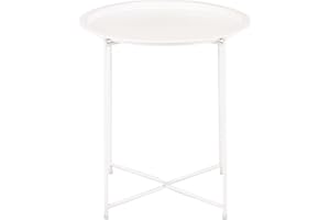 Amago home Beistelltisch Ø 47 H 51 2. Wahl Gartentisch Balkon Tisch Terassentisch rund Metall Farbe weiß