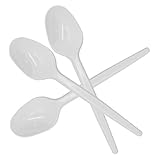 Color: Blanco Sopa Cuchara - Cuchara grande - Plástico blanco - 50 Unidades