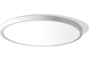 LIGHTINGWILL 12in/30cm 24W LED Flush Mount Ceiling Light, 4000K Natural White Bathroom Light, 3200LM, White Round Ceiling Lights, 240W Equivalent Ceiling Lamp for Closets, Kitchens, Hallway, Bedrooms, etc.