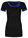 Happy Mama. Women's Maternity Nursing Double Layer T-shirt Contrast Detail. 996p (Black & Royal Blue, UK 8/10, M)