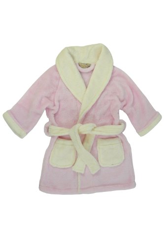 Snuggly Baby Girls Dressing Gown - Pink /White - 2-3 years