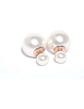 Finden Sie heraus, meine Damen rosé vergoldet Sterling Silber rosé vergoldet doppelte Ohrringe 12mm x 8mm, für...
