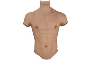 Wisfancy Artificial Silicone Fake Muscle Chest Abdominal Realistic Male Half Body Suit Muscle Vest For Masquerade Costume Cosplay Crossdresser Transgender Halloween