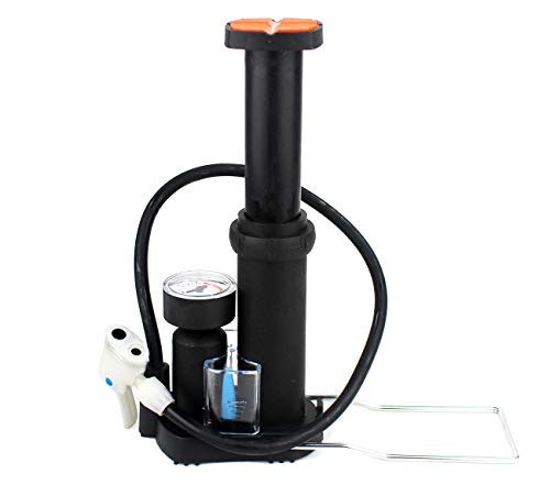 EM BIKE Bomba Inflador de Suelo Portátil para Pies con Manómetro Profesional para Válvulas Presta y Schrader Alta presión 2 Medidas 170 PSI y 12 Bar (082397 Negro)