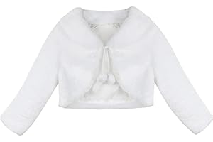iEFiEL Kids Girls Faux Fur Cape Bolero Shrug Wedding Pageant Formal Party Flower Dress Cover Up
