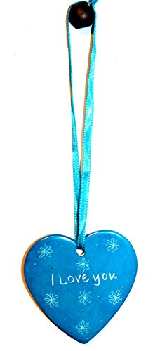 SupremeBuy handgeschnitzten Corazón para Colgar esteatita Detección Marca con Mensaje en rienda Rojo, Morado, Rosa o Turquesa Colores, Turquesa, Turquoise/I Love You