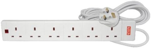 UK Mains 6-Gang Extension Lead with Surge Protection 2.0m