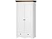 Princessa tall high 2 door wardrobe with shelves hanging rail drawer in white cognac colour made from solid wood nursery children furniture wardrobes