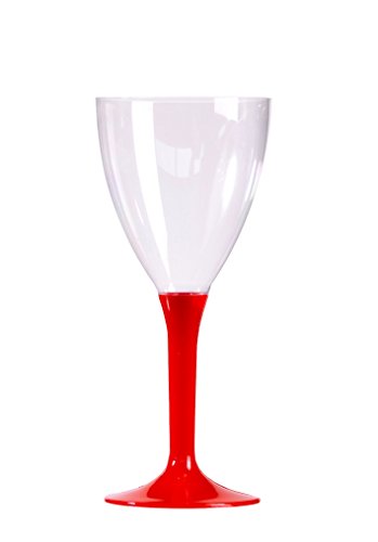 10 VERRES À VIN SUR PIED ROUGE