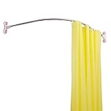 - Barra de cortina de ducha curvada con ventosas, de Baoyouni, esquina, de metal, crema, Curved, 115.5cm