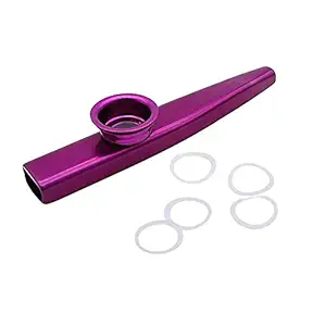 Street27 Aluminium Alloy Metal Kazoos with 5pcs Flute Diaphragm Mouth Kazoos Lightweight Portable for Kids Childrens Beginners Music Lovers Gift - Woodwind Flute Musical Instrument - Purple