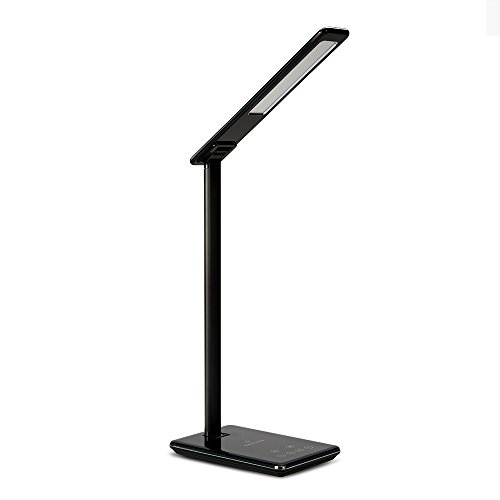 Chargeur sans fil Qi de Xinxin-star, lampe de remplissage sans fil de lampe de bureau avec le port de remplissage d'USB, commande tactile, modes de 4 couleurs, lumière de nuit (Noir)