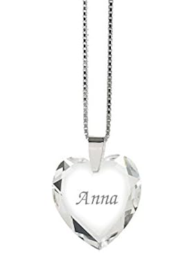 Kinderkette 925 Silber Silber mit SWAROVSKI ELEMENTS Herz und individueller Namensgravur