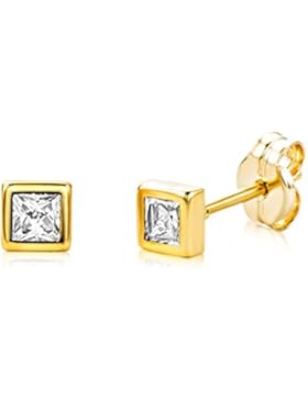 Miore Damen-Ohrstecker 9 Karat 375 Gelbgold Solitär Zirkonia