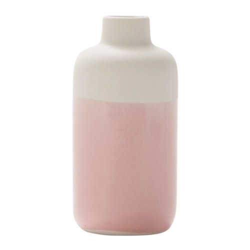 Kleines Keramik Väschen in Rosa/Weiß, 12 cm