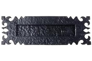 I IRONMONGERY SOLUTIONS Ironmongery Solutions® Black Antique Heavy Duty Cast Iron Postal Door Knocker Letter Box Plates (Ledbury Letter Plate)