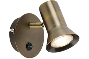 Qazqa Moderno Foco bronce orientable interruptor - KARIN 1 Acero Redonda Adecuado para LED Max. 1 x 35 Watt