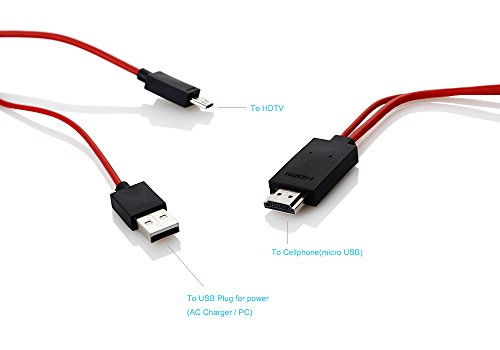 Lenuo 2M MHL USB to HDMI HD TV Kabel 200cm MHL Micro USB auf HDMI 1080P HDTV Adapter Kabel für Samsung Galaxy S4 S3/SIII/i9300, Note2/N7100 für HD Filme, Fotos, Präsentation oder Musik-rot - 4