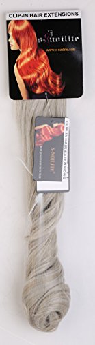 S-noilite® 60 cm Clip-in Haarteil 3/4 Perücke Clip in Extensions Haarverlängerung Gelockt Wellig Ein Tresse Haar(Graublond mix Silbergrau) - 4