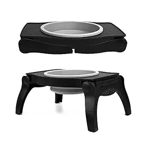 Elevated Dog Bowl | Single Raised Dog Bowl Holds 80oz/12cups Food/Water | Collapsible Dog Travel Bowl Folds for Easy Storage | Elevated Dog Feeder for Pet Travel