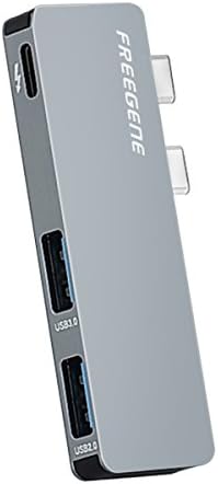 FREEGENE Aluminum Dual USB-C Hub Adapter to Thunderbolt 3 Port, USB 3.0 Port, USB 2.0 Port for 2016/2017 MacBook Pro 13"&amp;15"