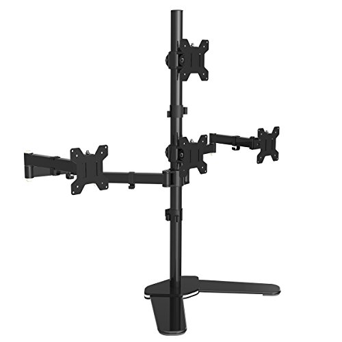 Suptek Monitorhalter Tischhalterung Standfuß mit 2 Armen für 4 Monitore 10″-27″(25-68cm) LCD LED TV Bildschirme Flachbildschirm, Belastbarkeit:10 kg/pro Monitor, neigbar, schwenkbar 360°, höhenverstellbar - 6