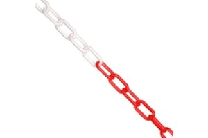 GREADEN 1x 5 m Chaîne de signalisation en plastique, diamètre de 6 mm, chaîne d'avertissement plastique, chaîne plastique barrière, sécurité clôture de jardin (5m x Rouge & Blanc)